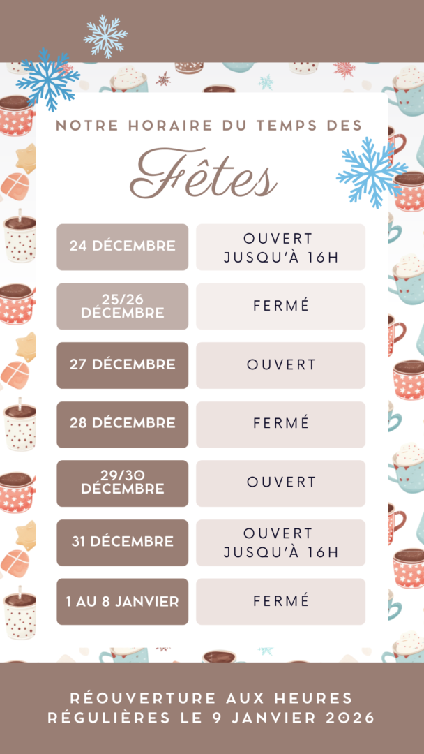 Heures d'ouverture du temps des fêtes
